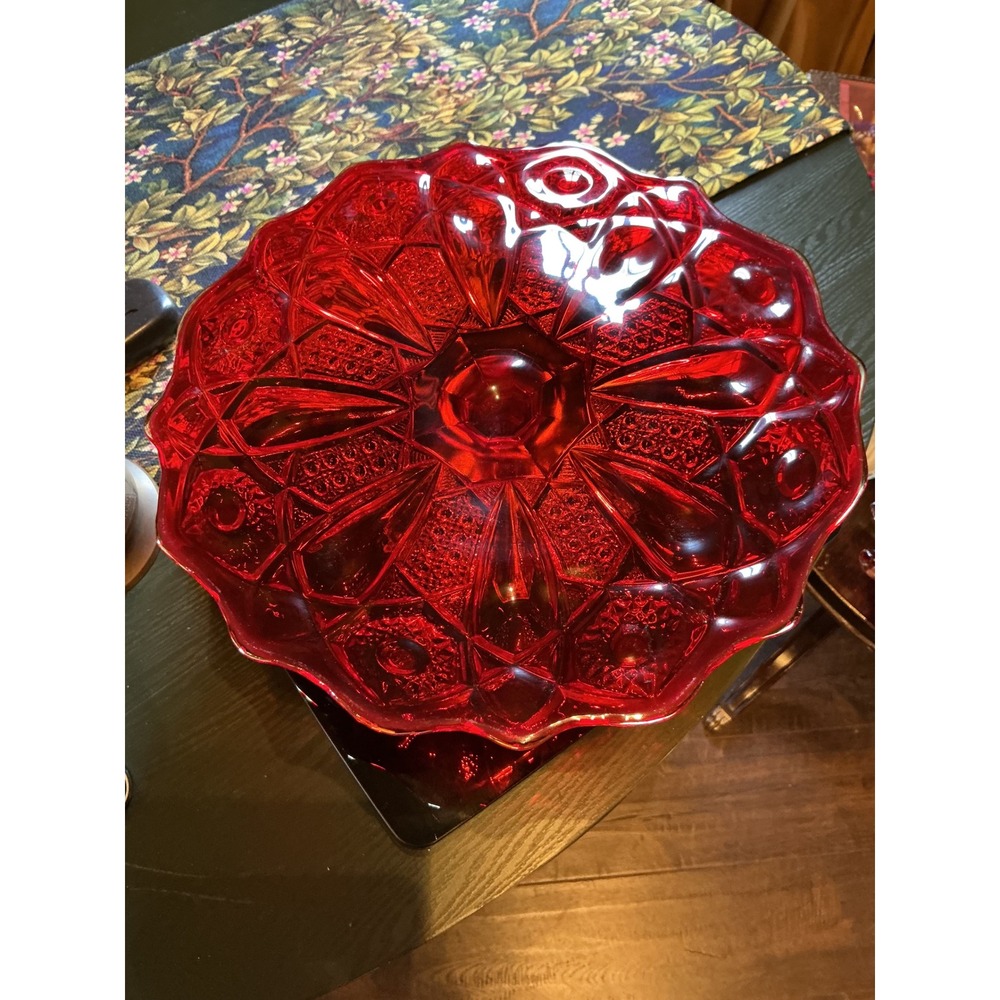 Vintage MCM L.E. Smith Quintec Amberina 11.25" x 4.5" Cake Stand Retro